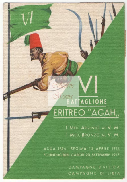 VI° Battaglione Eritreo "AGAH" - Cartolina Coloniale d'Epoca Originale VIAGGIATA