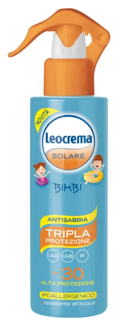 Leocrema Solare Bimbi Latte Spray Antisabbia Alta Protezione SPF30