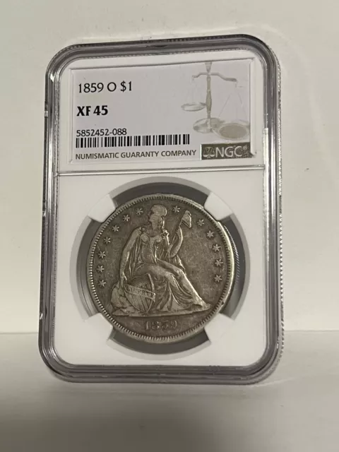 1859 O Seated Liberty Dollar S$1 Ngc Xf 45