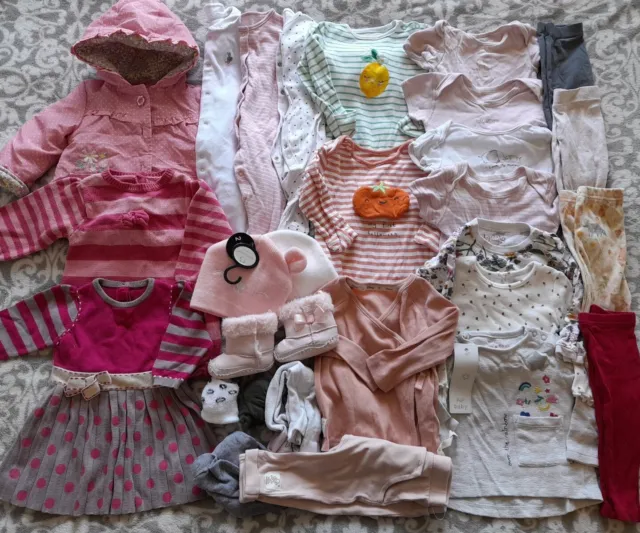 Large Girls Bundle Of Clothes 3-6 Months Some New Autumn Winter Halloween etc