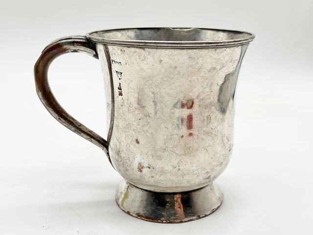 Vintage Antique Silver Plate Gr 1 Pint - 1915 County Assey Mark Pub Bar Tankard 3