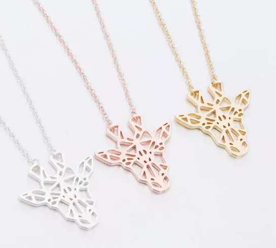 Lucky Giraffe Origami Geometric 18K Rose Gold, Gold and Silver Plated