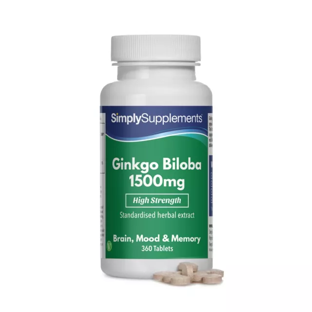 Ginkgo Biloba 1500mg - 360 Comprimés - Normes de qualité - SimplySupplements