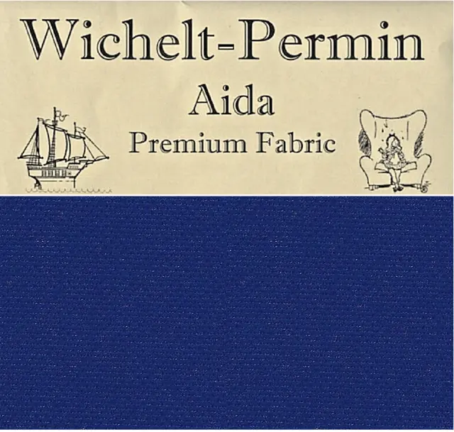 Wichelt Permin Premium Aida Cross Stitch Fabric 14 Count Touch of Blue 18 x 25