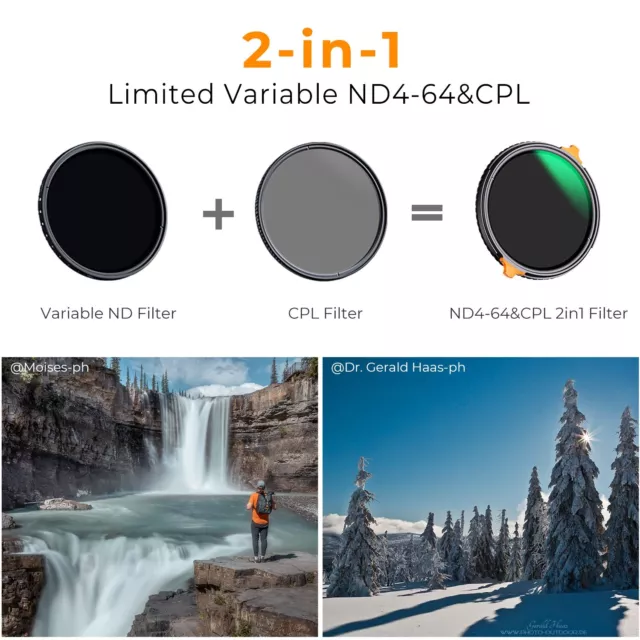 New K&F Concept NANO-X 40.5mm Variable ND4-64 + CPL 2 in 1 Circular Filter 2