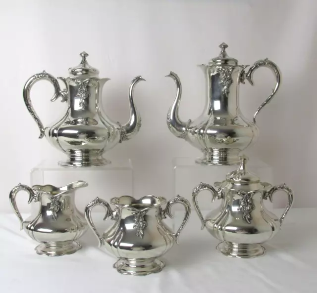 Art Nouveau Forbes Silver Company Silver Plated 5 Pc Service C: 1890