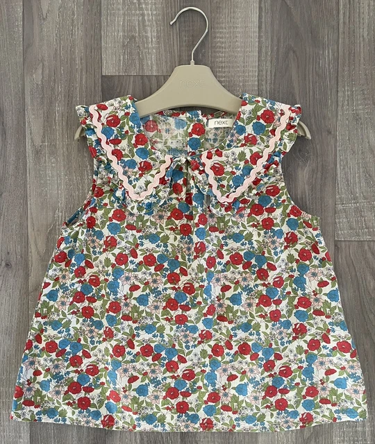Next Girls Floral Sleeveless Rik Rak Collar Top Spring Summer Age 6-7 Years