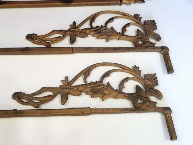 Vintage Metal Swing Arm Curtain Rods Copper Shabby Chic Set of 4 2