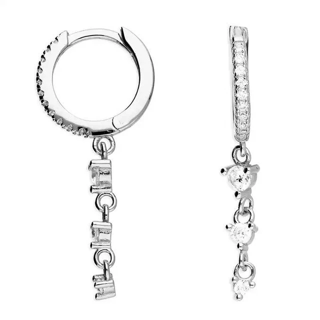 10mm Gradué Trio De Zircone Goutte sur Une 10mm Huggie Boucle D'Oreille Anneau