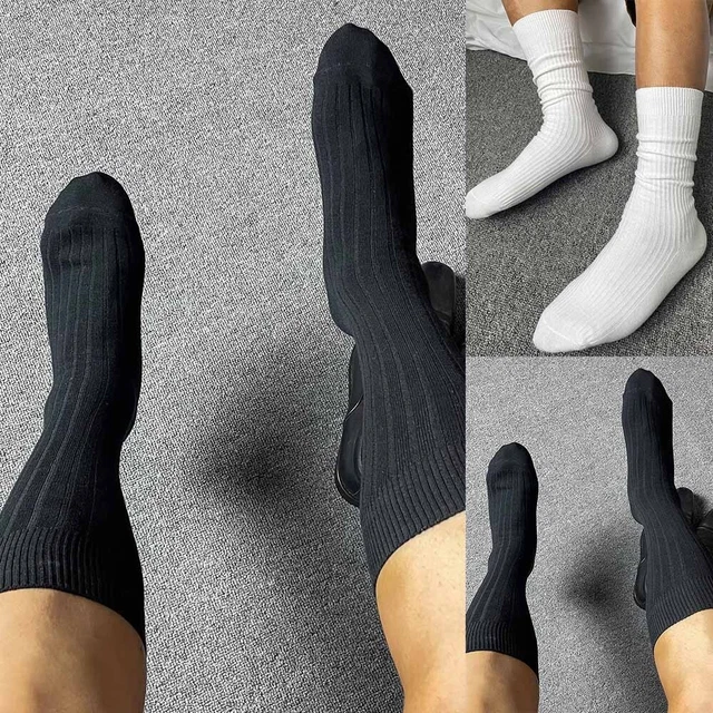 Calze Calzini da Uomo Cotone Semplice Solido SPORTS Nero/Bianco Traspirante
