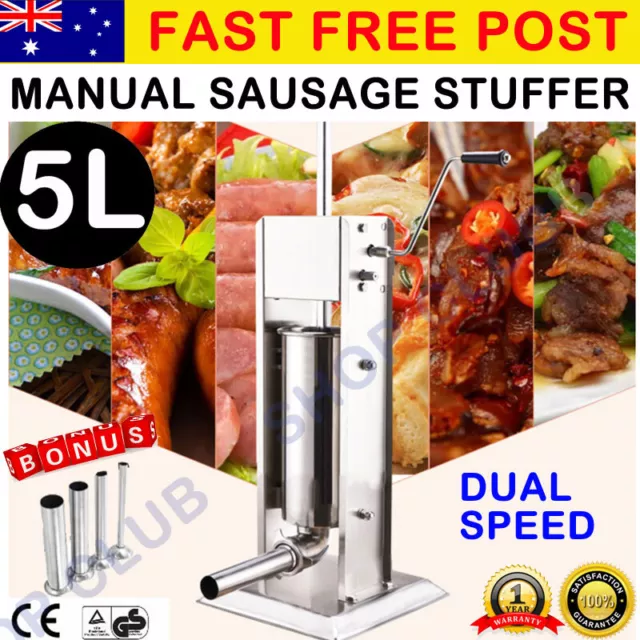 [10% off] 5L Stainless Steel Meat Sausage Filler Stuffer Salami Maker