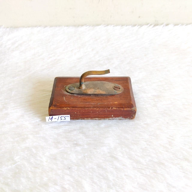 1920s Victorian Brass Wall Hanger Hook Wooden Rare Decorative Collectible M155