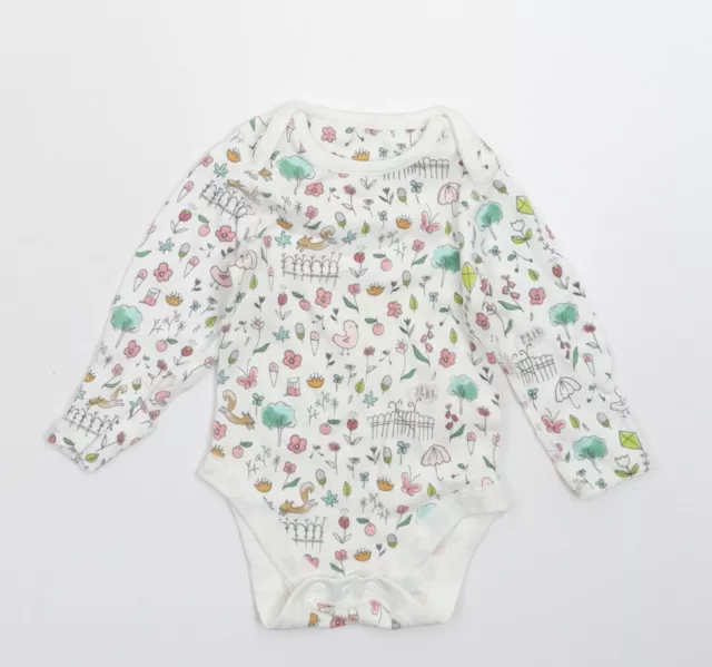 Marks and Spencer Baby weiß Baumwolle Babygrow einteilig Größe 3-6 Monate Druckknopf