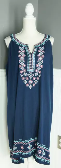 NEW Style & Co Women's Embroidered High-Low Dress Size 3X Blue Nirvana NWT