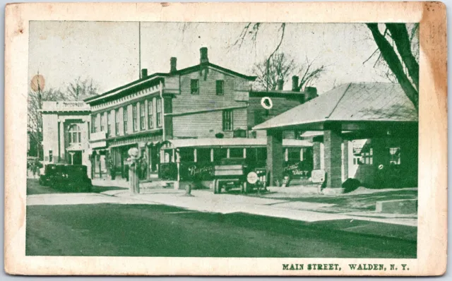 VINTAGE POSTCARD MAIN STREET SCENE AT WALDEN NEW YORK c. 1920-1930