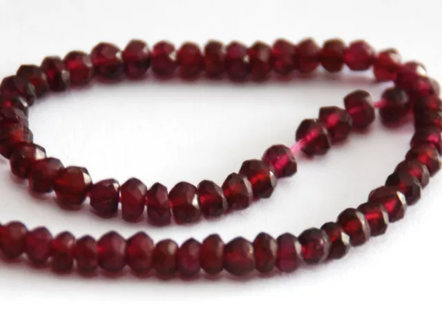 Half Strand Natural Garnet Faceted Heishi / Rondelle Beads, 2.5 Mm