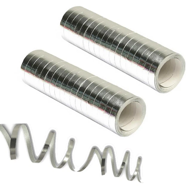 2 Rollos Fiesta Serpentinas Metálico Plata Nochevieja Metallstreifen Decoración
