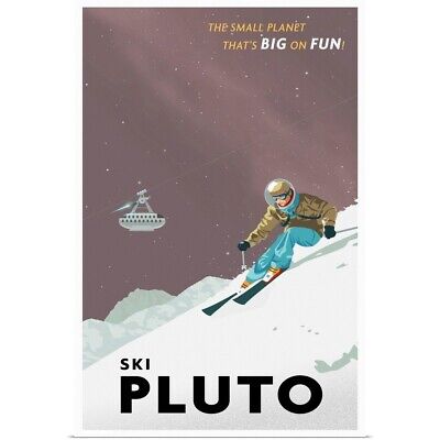 Ski Pluto Poster Art Print, Skiing Home Decor