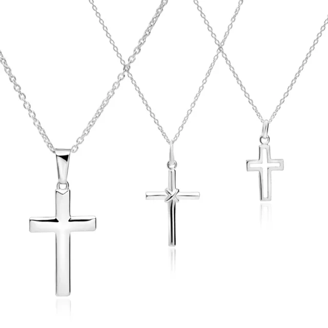 925 Sterling Silver Cross Pendant Necklace - choice of chain sizes for crucifix