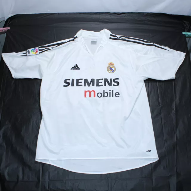 ADIDAS Real Madrid 2004-05 Home Football T-Shirt Mens Relaxed Large White Zidane