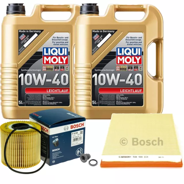 BOSCH Inspektionspaket 10L Liqui Moly Leichtlauf 10W-40 für Opel Movano Kasten