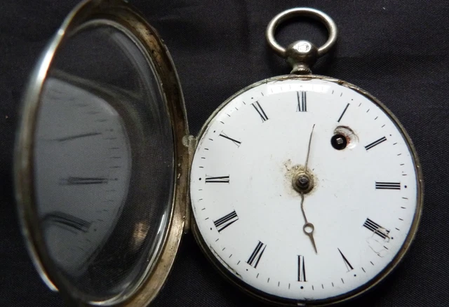Montre Gousset Ancienne En Argent (poinçon Minerve) Avec Décor Au Coq - Mouvement à Réparer - Tonneau