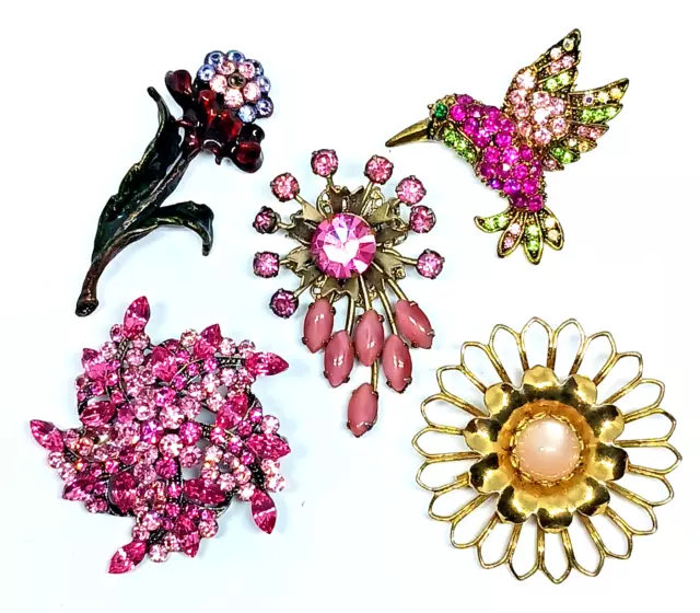 Vintage to Now Flower Brooch Lot of 5