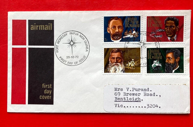 1972 PAPUA NEW Guinea Missionaries Set Of 4 First Day Cover $2.00 ...