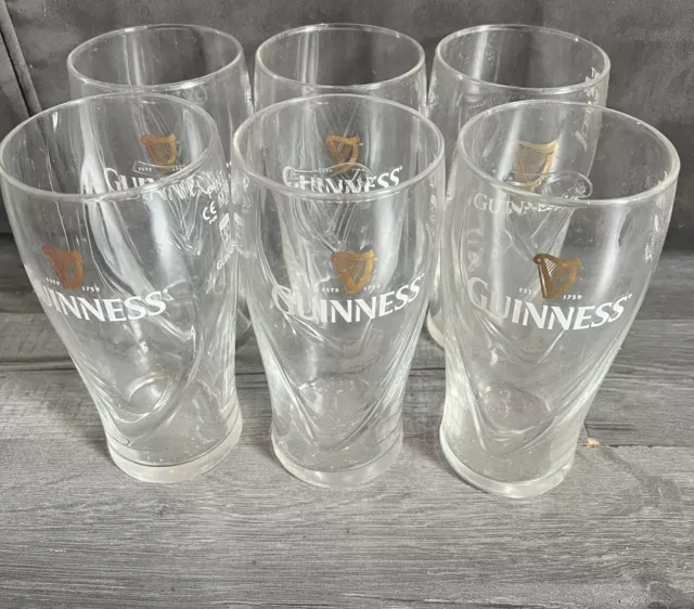 Guinnesss Gravity Pint Beer Glasses Swirl Harp And Embossed Harp Back Set Of 6