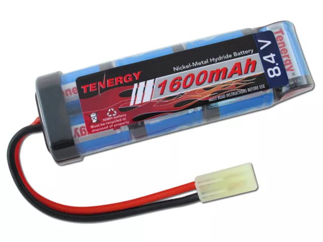 Tenergy 8.4V 1600mAh Airsoft Battery NiMH Flat Battery Pack with Mini Tamiya