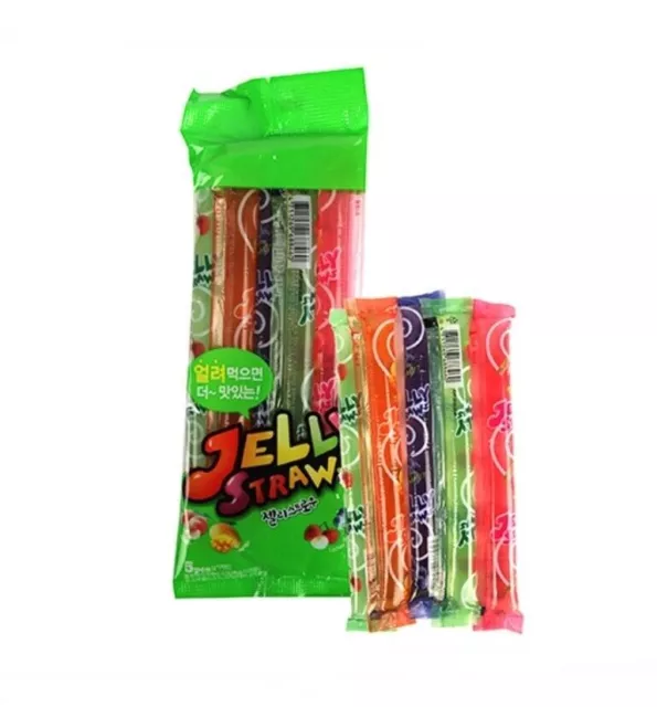 KIDSWELL JELLY STRAWS Surtido de 5 piezas, 4 sabores de fruta natural