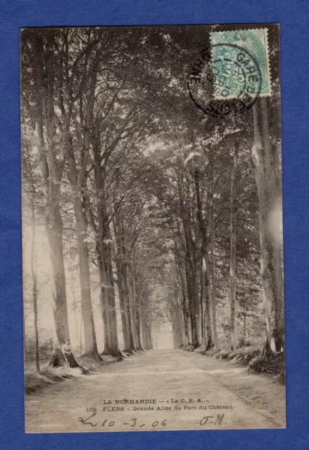 Cc / postcard - CPA / La Normandie => Flers Allée du Parc du Châtaeu // 61