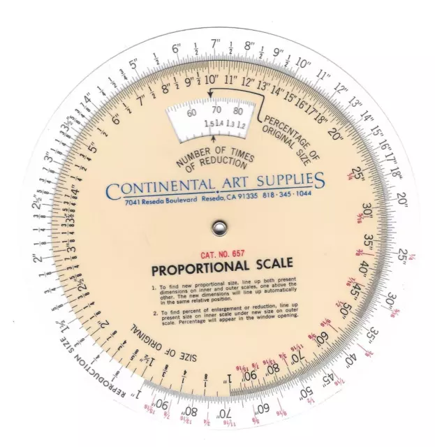 vintage 6 inch Circular Slide Rule Proportional Scale Continental Art Supplies