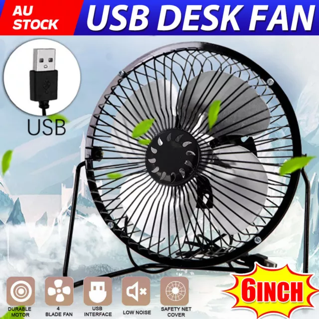 6"inch Powered Portable Table USB Desk Fan Small Quiet Personal Cooler Low Noise