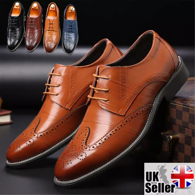 Mens Brogues Smart Formal Office Casual Lace Up Oxford Brogue Shoes Size New