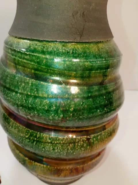Raku Art Studio Pottery Iridescent Color Vase