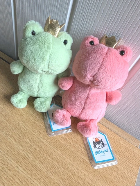 JELLYCAT PINK AND Green Crowning Croaker Frogs Prince Princess Genuine ...