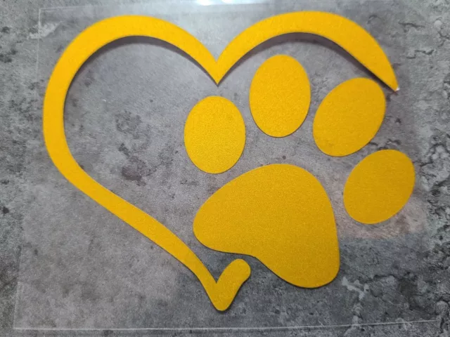 Aufkleber Pfoten Auto Hunde Sticker GELB Katzen  Tatzen  Hund Tier Herz..Vinyl