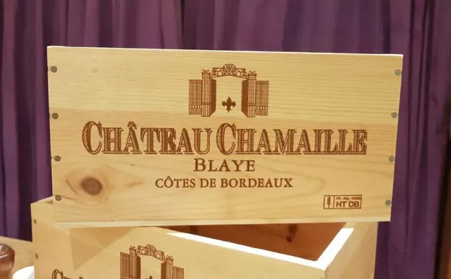 Chateau Chamaille Bordeaux French Wooden Wine Crate Box  -  Storage Drawer