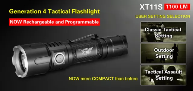 Klarus XT11S 1100 lumen CREE XP-L HI rechargeable tactical LED torch 2