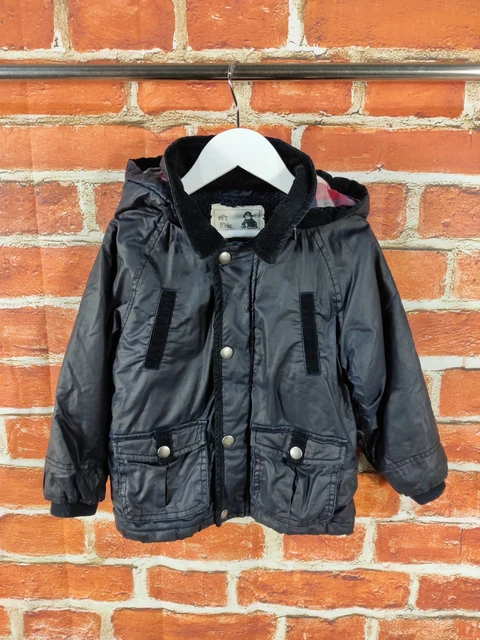 BABY BOYS COAT Age 18 24 Months Matalan Navy Blue Wax Style Zip