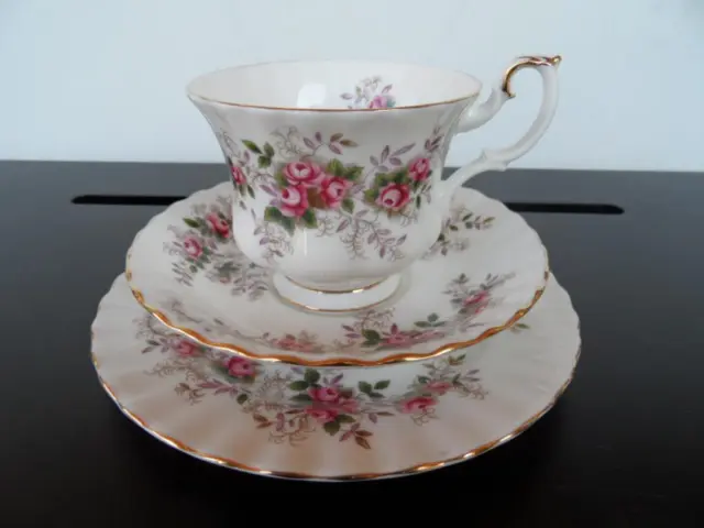 Vintage Royal Albert Lavender Rose pink floral tea trio cup saucer plate