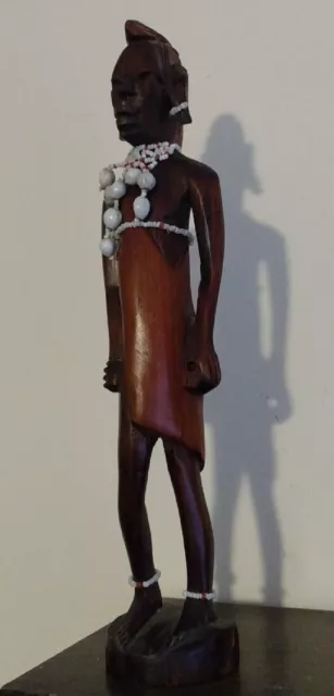 Vintage Old Hand Carved Rosewood? Primitive African Tribal Man Figure 30cm