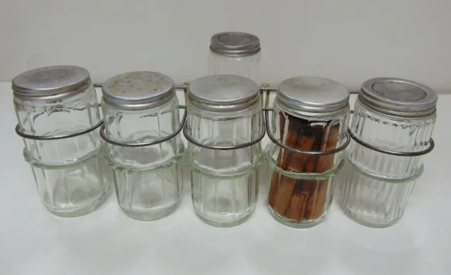 Vintage Hoosier Cabinet Style Spice Rack with (6) Glass Bottles Sellers