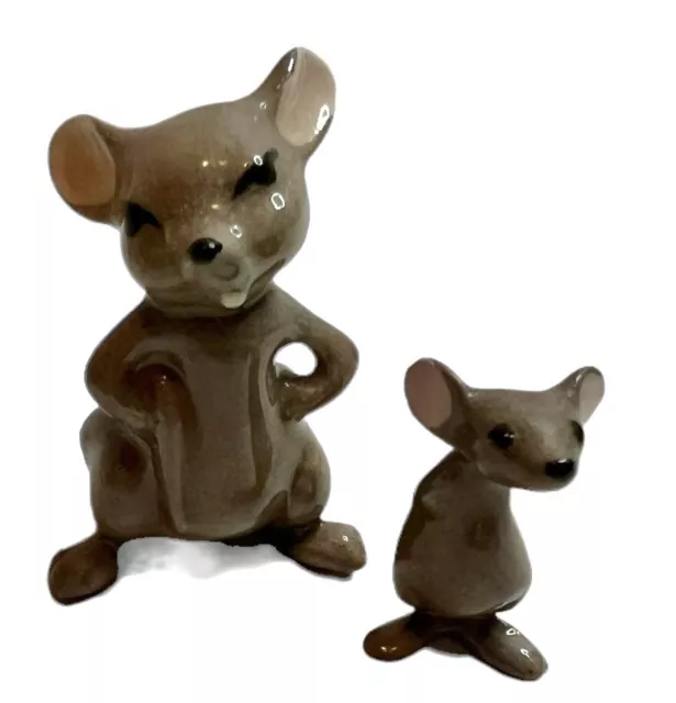 Vintage Miniature Hagen Renaker Mouse Mice Set Of 2 Mini Figurine Porcelain