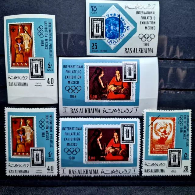 UAE 1968 Perf + Imperf - Ras Al Khaima - MNH OG - 6 Stamps Set