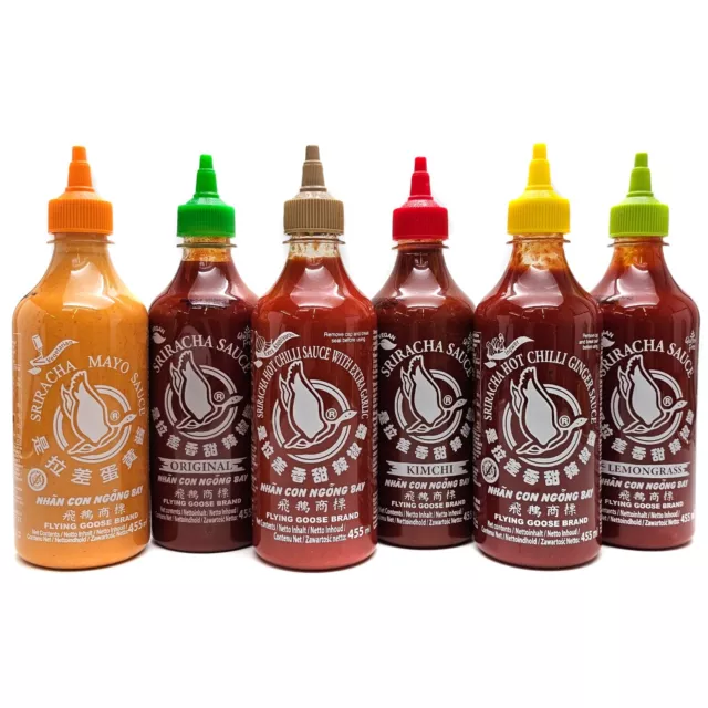 Sriracha Hot Chili Sauce - 6 scharfe Sorten - 6 x 455 ml  Chilli Soße