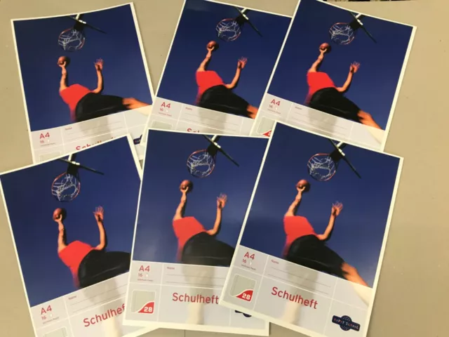 DIN A4 Schulhefte Nummer 28 - 6 Stück - kariert mit Rand