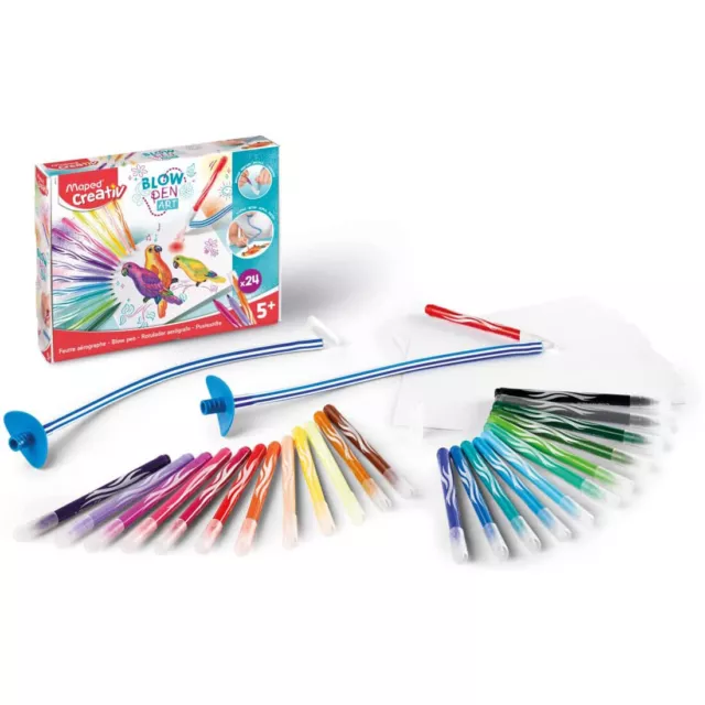 Maped Kinder Airbrush Komplett Set Kreativ Pustestift Technik BLOW PEN Art 32tlg 2