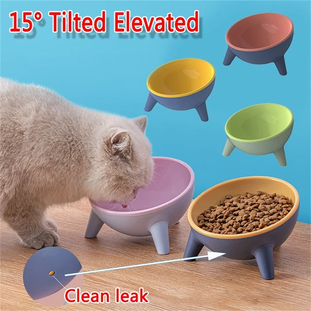 15° Tilted Cat Bowl Pet Bowls Stand Dog Elevated Feeder Food Water Raised Lifted
